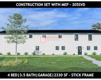 4 Schlafzimmer Barndom Grundriss | 3.5 Badezimmer | 2-stufiges Barndomium | Sofort-PDF | 205S