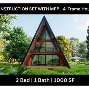 A-Frame House Plan 217SVD – 2 Bedroom 1 Bath | 1000 sq ft Small Cabin | 25X40 | Instant PDF