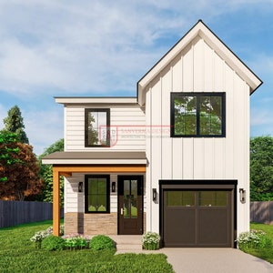 4 Bedroom Farmhouse 23&#39;W x 70&#39;D - 4 Bedroom | 2.5 Bath | Garage- Drawings Blueprints