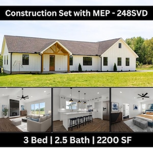 3 Bedroom Barndominium House Plan | 2200 SF | PDF Instant Download | Open Concept 3 Bed 2.5 Bath | Modern Farmhouse Interior Images - 248SVD