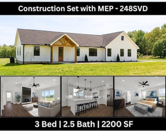 3 Bedroom Barndominium House Plan | 2200 Sq Ft Modern Farmhouse | PDF Download | 248SVD
