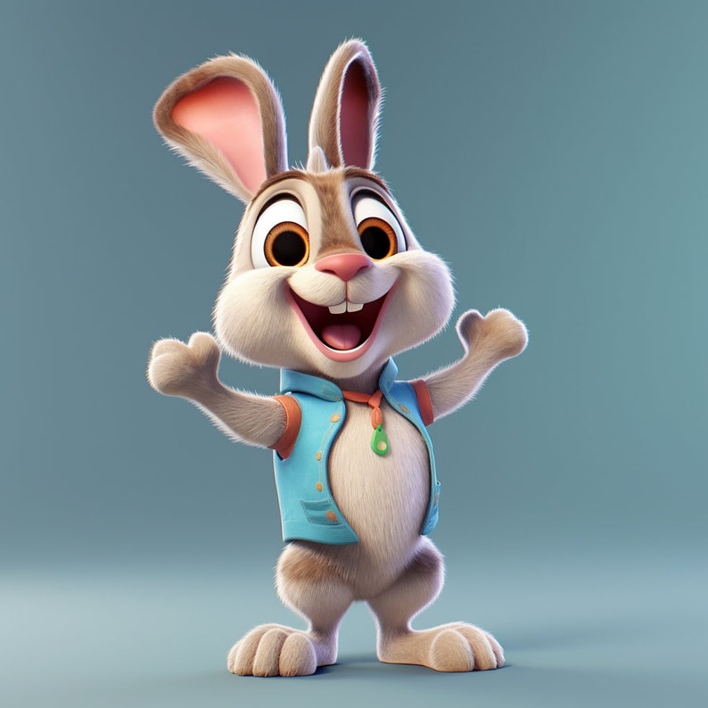 Pixar Style Cartoon Style Cute Clipart Rabbit Transparent - Etsy