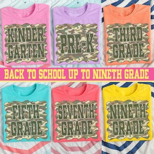 Retro Back to School Boys Old Camo PNG Bundle, Teacher First Day PNG, Kindergarten Design, Pre-K to Third Grade Png, School Boy Sublimation