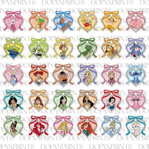 Bundle de cliparts PNG dessin animé, papier numérique princesse Coquette noeud papillon, voyage en famille Png, vacances en famille Png, sublimation d'amis drôle de bande dessinée
