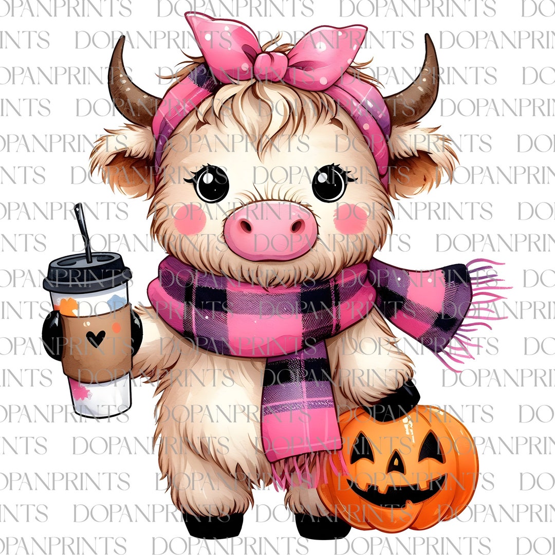 Halloween Baby Highland Cow Clipart, Highland Cow Png, Funny Halloween ...