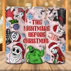 3D Inflated Christmas 20oz Skinny Tumbler Png, Santa Hat, Christmas Characters Tumbler Wrap, 3D Puff Christmas Coffee Tumbler, Xmas Holiday