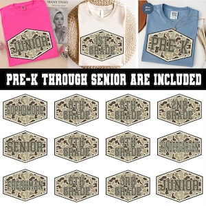 Retro Back to School Boys Old Camo PNG Bundle, Kindergarten Dude, First Day Of School Png, Pre-K to Third Grade Png, School Boy Sublimation