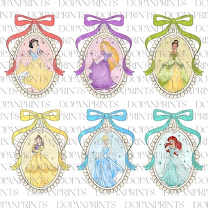 Bundle Watercolor Princess Coquette Bow Png, Glitter Magical Mirror Bow Png, Cartoon Coquette Png, Princess Family Png,Family Vacation Shirt