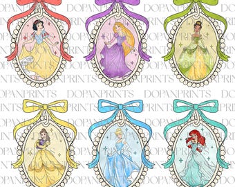 Bundle Aquarell Prinzessin Coquette Bow Png, Glitter Magischer Spiegel Bogen Png, Cartoon Coquette Png, Prinzessin Familie Png, Familienurlaub Shirt