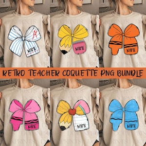 Custom Coquette Teacher Png, Teacher Pencil Coquette Bow Png, Back To School Png, Personalize The Teacher&#39;s Name, Teacher Appreciation Gift