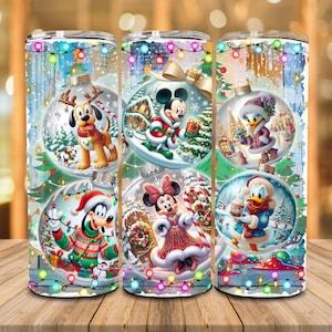 Cartoon kerst 20 oz magere beker wrap, kerstfilms vrienden png, kerstbal png, muis kerst 20 oz beker wrap sublimatie