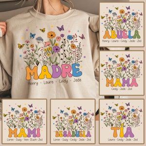 Paquete de flores de Madre personalizadas (PNG), flores de acuarela (PNG), Día de la Madre (PNG), flores para mamá (PNG), regalo para abuela, diseño de camiseta de sublimación para mamá española