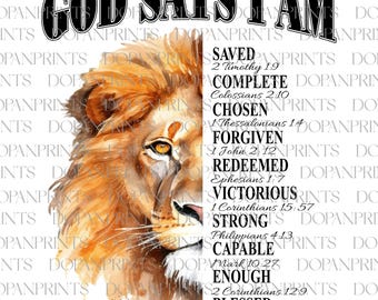 God Says I Am Png, Christian Dad Png, Religious For Man Png, Best Dad PNG, Father's Day Png, Bible Verses Digital, Elegant Christian Quote