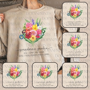 Bundle Benutzerdefinierte Omas Garten Png, Geburtsmonat Blumen Png, Muttertag Png, Aquarell Blumen, Geschenk für Mama