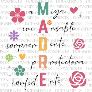 Spanish Mama Svg, Happy Mother&#39;s Day Svg, Retro Madre Svg, Latina Mom Svg, Mama Sweatshirt, Floral Madre Svg, Gif For Mom, File For Cricut