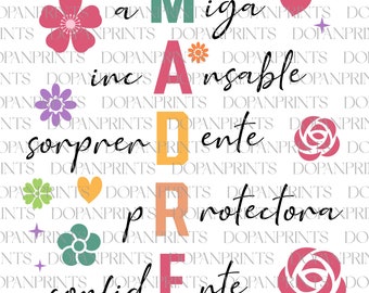 Spanish Mama Svg, Happy Mother's Day Svg, Retro Madre Svg, Latina Mom Svg, Mama Sweatshirt, Floral Madre Svg, Gif For Mom, File For Cricut