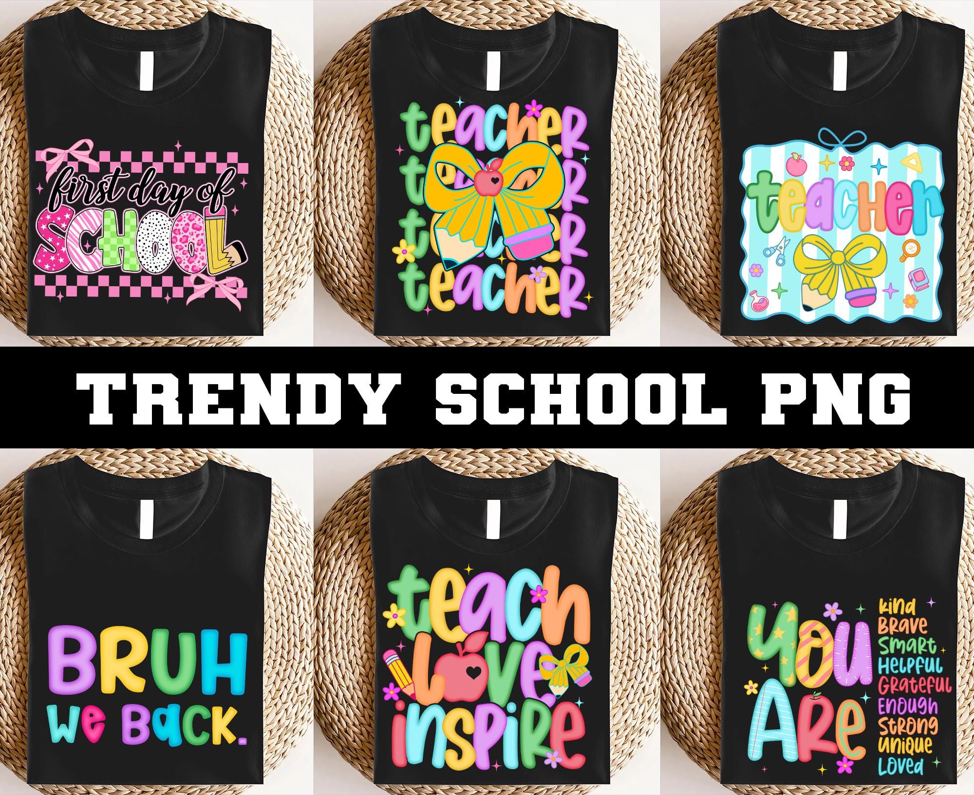 Preppy Back to School Bundle PNG, Bruh We Back Png, Teacher Pencil Png, Coquette Teacher First Day of School Design, Teacher Appreciation