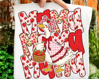 Strawberry Lace Mama Png, Cute Goose Mama Png, Thrifty Mama PNG, Mother's Day Png, Cottagecore Mom Gift, Mama Summer PNG Sublimation Design