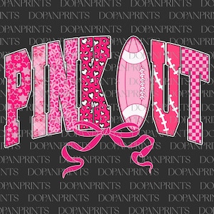 Coquette Football Pink Out PNG, Breast Cancer Football Png, Breast Cancer Awareness, Ribbon Cheer Football, Girly Game Day,Tackle Cancer Png