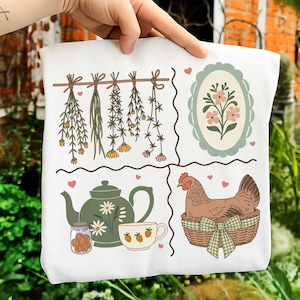 Mormor Core PNG, Höna i boet PNG, Vintage Thrifted PNG, Mormors tröja estetisk PNG, Retro djur Cottagecore PNG, Mysig 90-tals trendig design