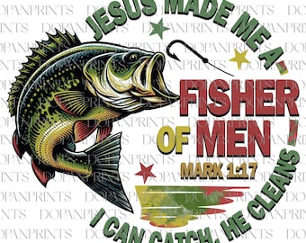 Fisher Or Men PNG, Funny Fishing Png, Father's Day Png, Kids Fishing Design, Fish in Backward Cap, Bass Fishing Hook, Christian Dad