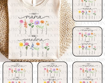 Bundle Custom First Mom Now Grandma Png, Diy Birth Month Flower Png, Grandma's Garden Png, Watercolor Floral, 1st Mother's Day Png, Mom Gift