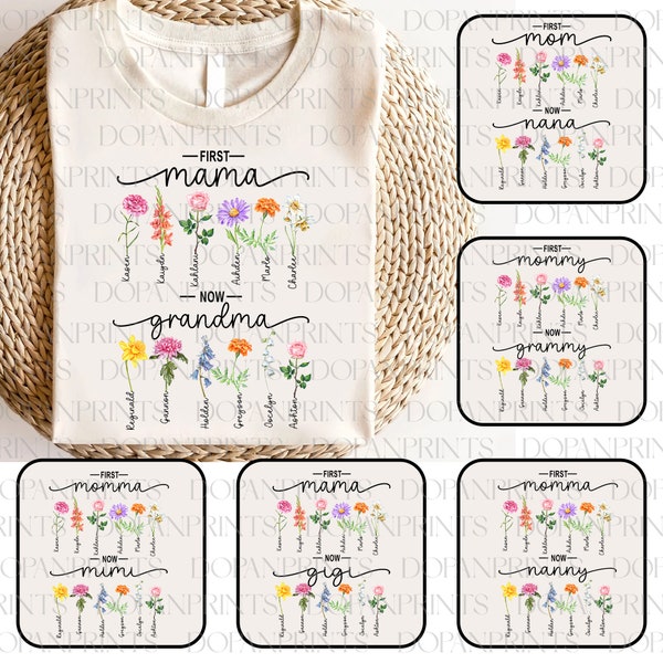 Bundle Custom First Mom Now Grandma Png, Diy Birth Month Flower Png, Grandma's Garden Png, Watercolor Floral, 1st Mother's Day Png, Mom Gift