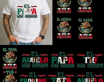 Spanish Father's Day Png Bundle, El Papa Mas Chingon Png, Dia Del Padre Png, Papá Png, Father's Day Png, Eres Mi Heroe,Mexican Flag Dad Gift