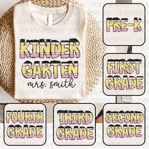 Bundel terug naar school png, aangepaste naam leraar png, ontwerp leraar 1e/2e/3e/4e/5e leerjaar, potloodshirt leraar, eerste schooldag png
