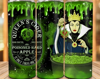 Villains Wicked 20oz Skinny Tumbler Png, Halloween Witch Tumbler, Trick Or Treat, Bad Girls, Poisonous Apple, Halloween Pumpkin Tumbler Wrap