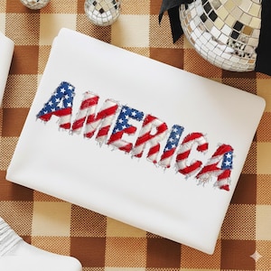 Patchwork America Png, Cottagecore USA Flag Png, Png vintage rétro 1776, faux motif patriotique matelassé, Sublimation de lettres en dentelle du 4 juillet