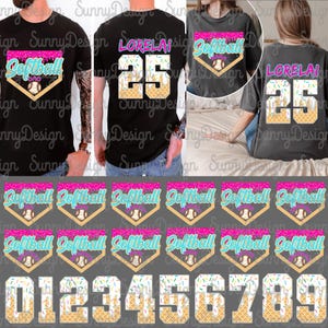 Mamá de softbol personalizada (Png), camiseta de softbol personalizada, Día de la Madre, letra de número de softbol, mamá del equipo (Png), helado de softbol (Png)