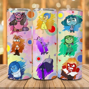 Cartoon Emotions Friends Vaso flaco de 20 oz, Salud mental, Hoy me siento envuelto en vaso, Terapia del habla, Diseño de sublimación colorido Descargar