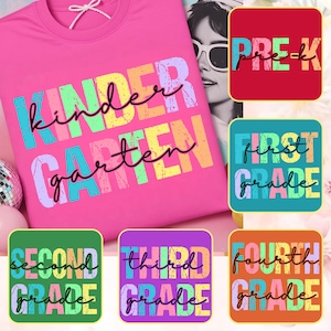 Custom Preppy Back to School Floral Bundle, Kindergarten First/Second/Third Grade PNG, Coquette First Day of School Png,Teacher Appreciation