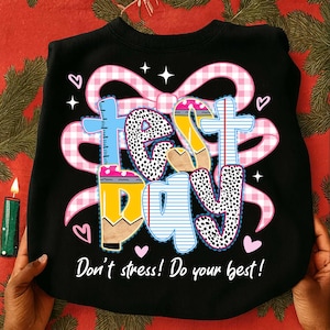 Preppy Test Day Png, Test Day Teacher Coquette Png, Lighting Bolt Test Day Png, Don't Stress Do Your Best, Testing Day Png,State Testing Png