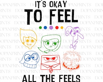 It's Okay to Feel All The Feels Svg, Cartoon Emotions Friends Png, Para BCBA ABA, Mental Health Svg, Speech Therapy, Therapist Psychologist