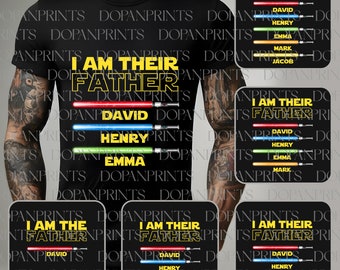 Custom I Am Their Father Png, Light Sabers For Dad Png, Father's Day Png, Personalized Kids Name Shirt, Funny Dad Life Png, Dad Sublimation