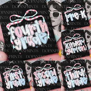 Preppy Back to School Floral Bundle, Coquette Happy First Day of School Png, First/Second/Third Grade PNG Design, Teacher Appreciation Png