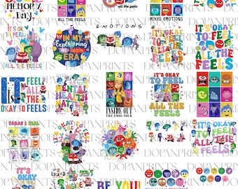 Bundle 25+ It&#39;s Okay To Feel All The Feels Png, Mental Health Png, Cartoon Emotions Friends Png, Para BCBA ABA, Therapist Psychologist Png