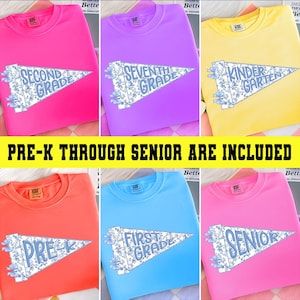 Preppy Back to School Bundle PNG, Back to School PNG, School Spirit Teacher Floral Coquette Png, Pennant Flag, Pre-k 1st/2nd/3rd/4th Grade