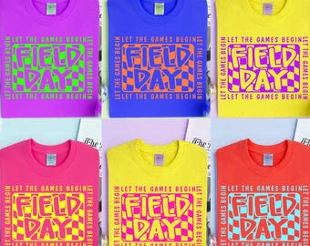 Paquete de PNG de Neon Field Day, Let The Games Begin PNG, Camiseta a cuadros para el día de campo del profesor, Día de deportes escolares, Estudiante a la moda, Fin de año escolar