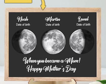Arte de pared de fase lunar familiar personalizado Png, regalo personalizado lunar por fecha, regalo familiar personalizado de luna por fecha, regalo personalizado de inauguración de la casa para la familia