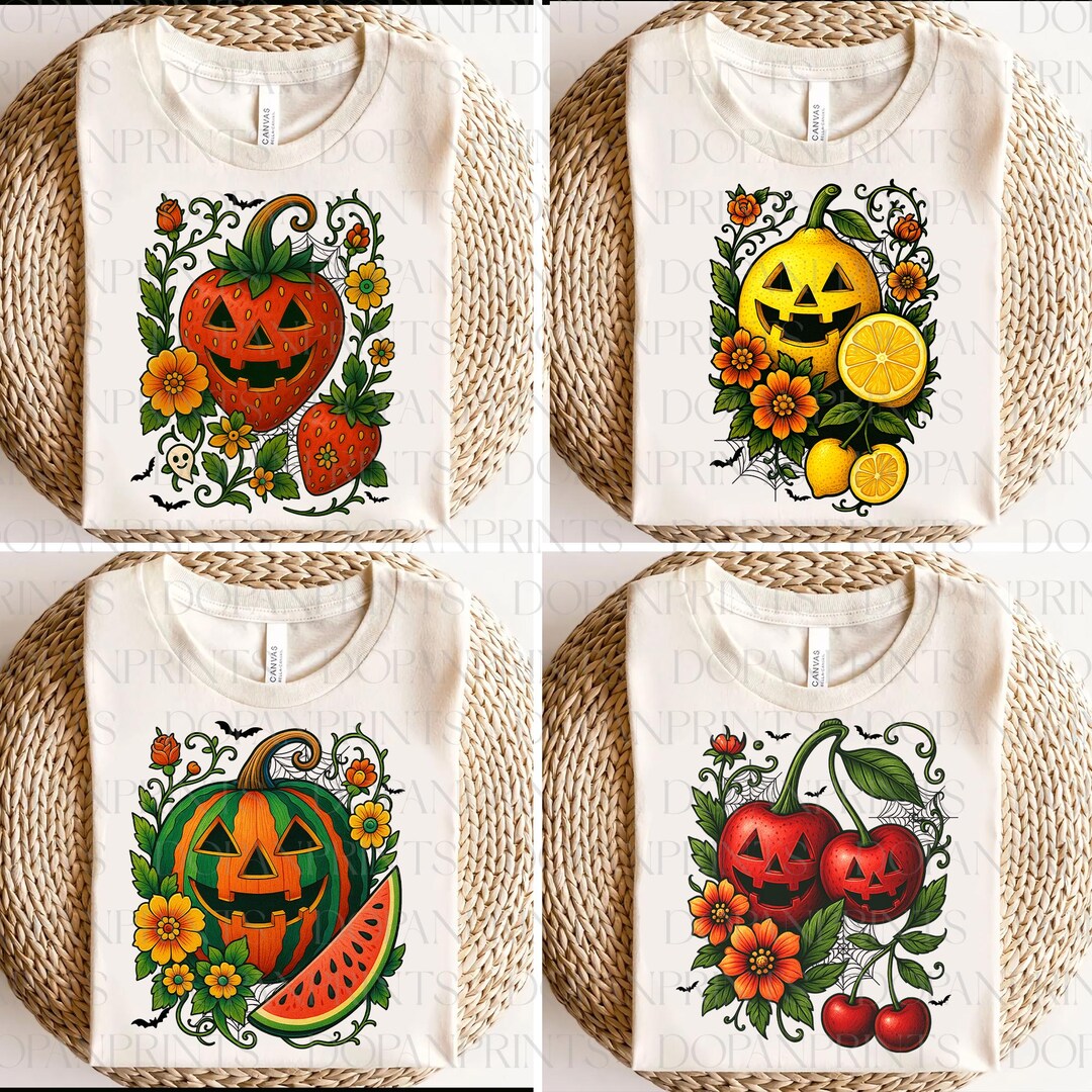 Spooky Fruit Png Bundle, Halloween Watercolor Fruit Png, Strawberry ...