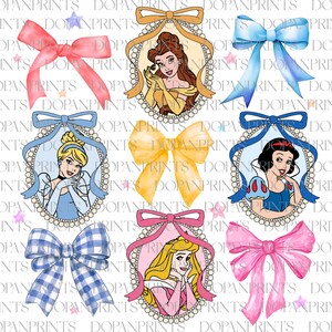 Paquete de papel digital con lazo de princesa coqueta, dibujos animados PNG, viaje familiar PNG, vacaciones familiares PNG, dibujos animados divertidos de amigos PNG sublimación