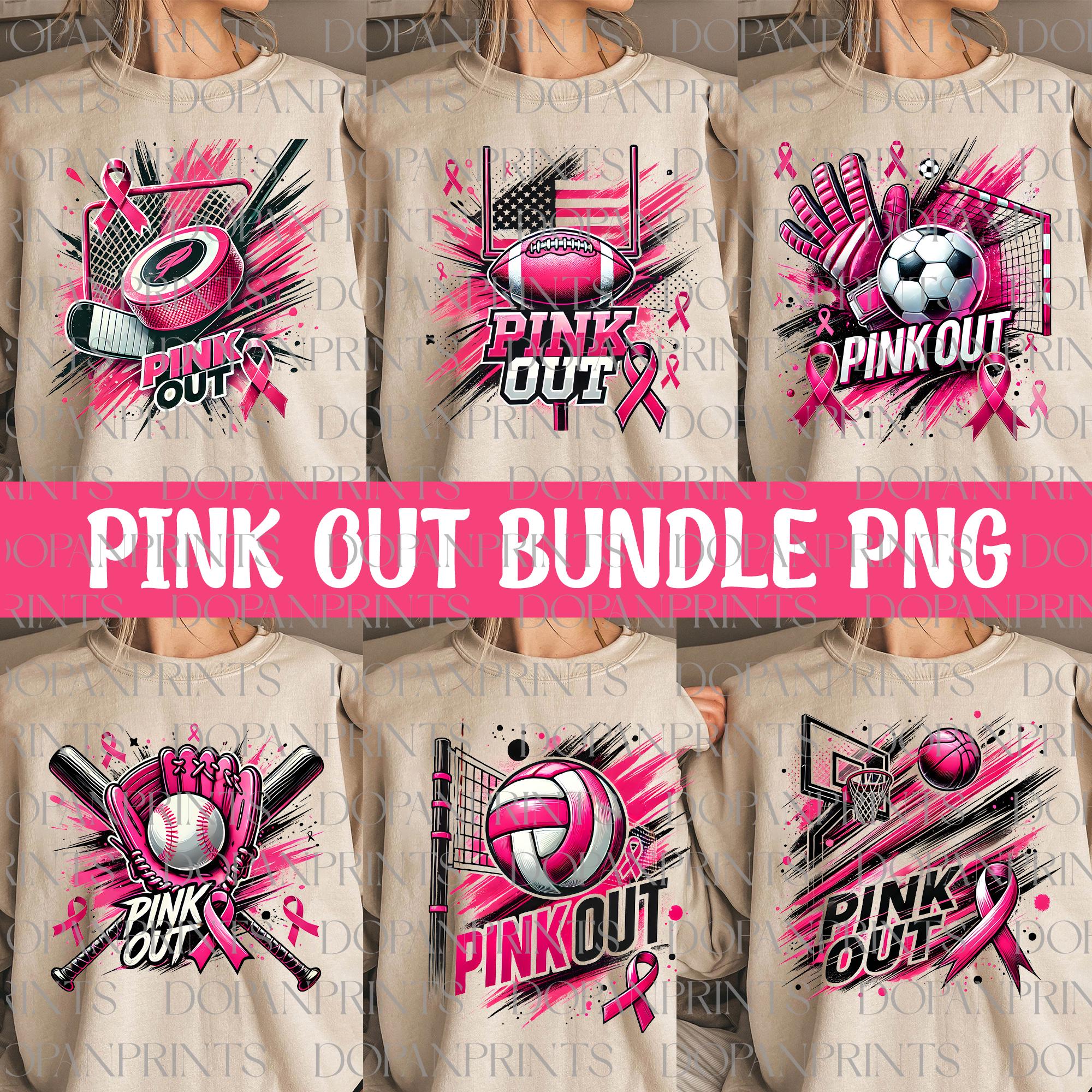 Breast Cancer Sport Pink Out Png Bundle, In October We Wear Pink, Sport Breast Cancer Png, America Football, Volleyball,Sport Pink Out Shirt