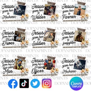 Jesus Gave Her PNG Bundle, She Wouldn&#39;t Have It Any Other Way Png, Christian Png, A Police Officer, A Blue Collar Man, Jesus Canva Template
