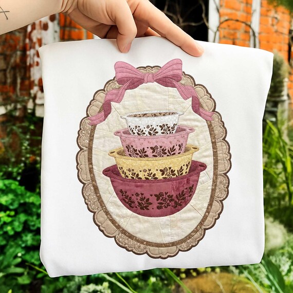Patwork Vintage Thrifted Pink Pyrex Png, Grandma Core Png, Homestead Mama Digital Decor, Coquette CottageCore Oval Frame 90's Sublimation