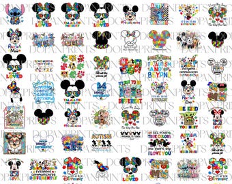 Bundle 64+ Cartoon Autism Png, Character Autism Awareness Png, Mouse Autism Puzzle Png, Autism Love Rainbow, Autism Support, Neurodiversity