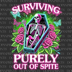 Puur uit pure vorm overleven png, grappig skelet Halloween png, spookachtig seizoen, heks Halloween png, sarcastisch png, grappig volwassen goth-ontwerp