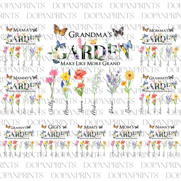 Bundle Custom Grandma's Garden Png, Birth Month Flowers Png, Mama Floral Png, Watercolor Floral, Mother's Day Gift From Baby, Gift For Mom